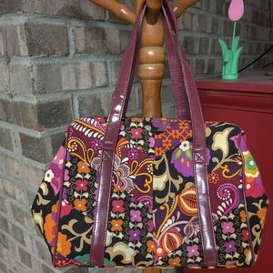 Vera Bradley Wine Hard Frame Suzani Patchwork Pattern Retired Shoulder Bag